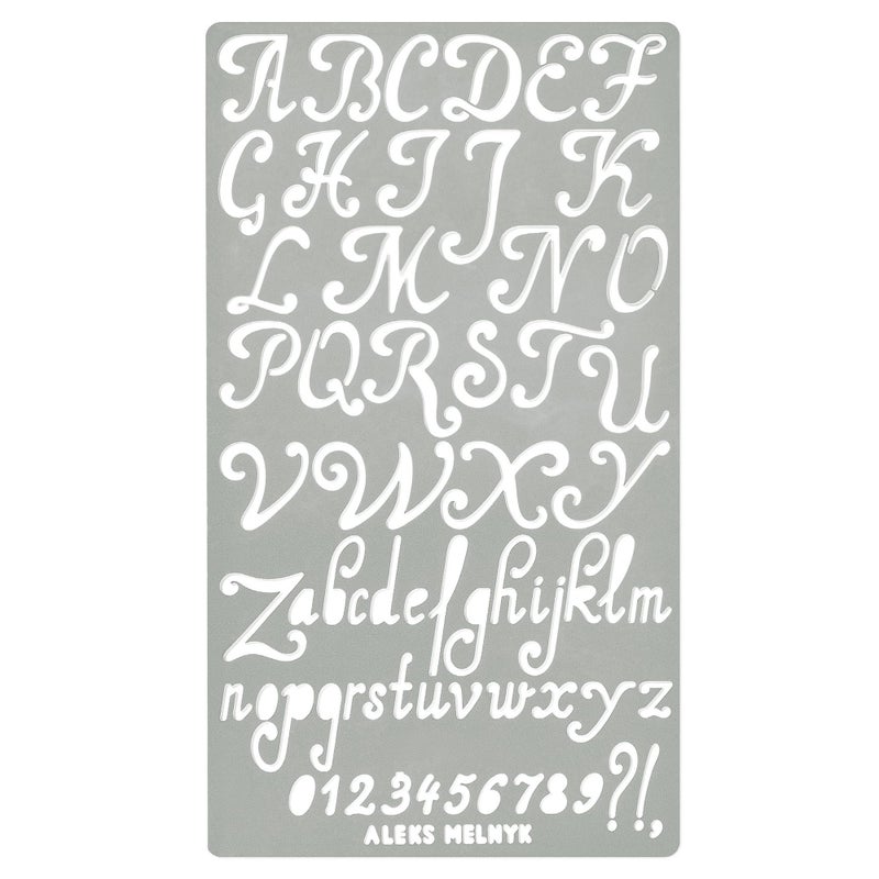 Aleks Melnyk No.34.1 Metal Wood Burning Alphabet and Number Stencil, Letter Template, Journal Stencil for Engraving Wood and Pattern, Bullet Journaling - Image 1